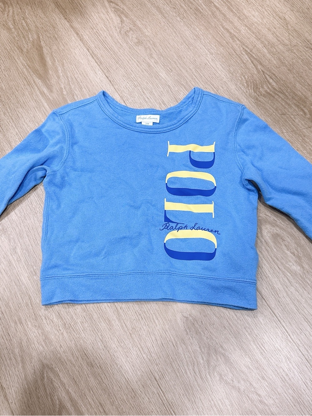 Ralph Lauren Light Blue Girls' POLO Graphic Sweatshirt with Yellow Accents